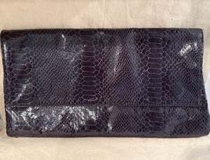 Vintage Saks Fifth Avenue Purple Snakeskin Print Envelope Clutch Bag